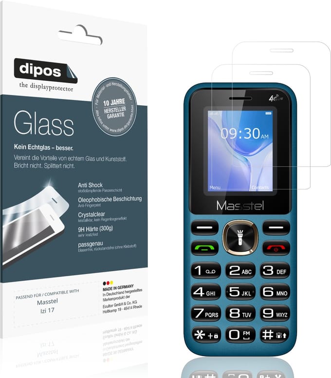 dipos – 2x Pantserfolie geschikt voor Masstel Izi 17 | 9H Screenprotector