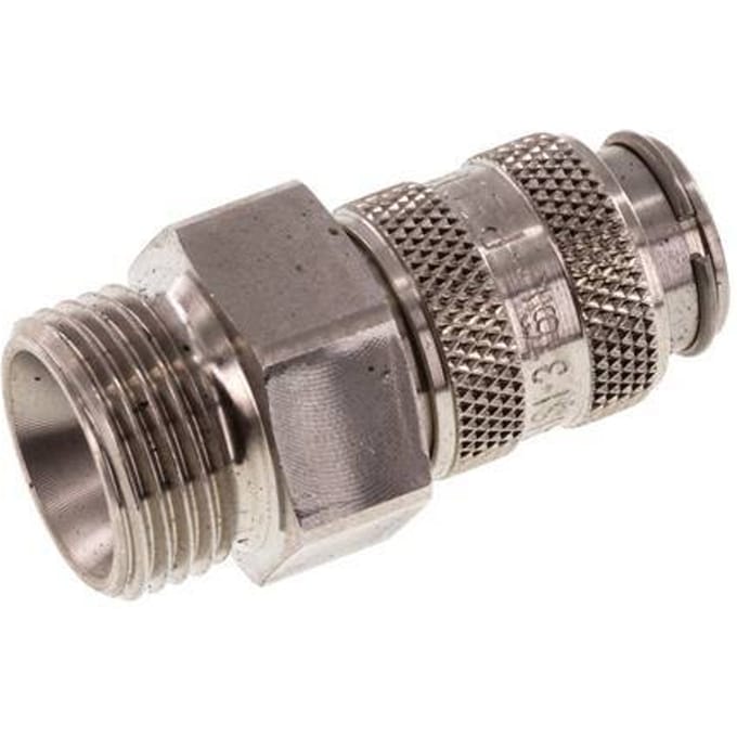RVS 306L DN 5 Luchtkoppeling Snelkoppeling G 3/8 inch Buitendraad Double Shut-Off - CLS5-M-SSL-SV-P-038