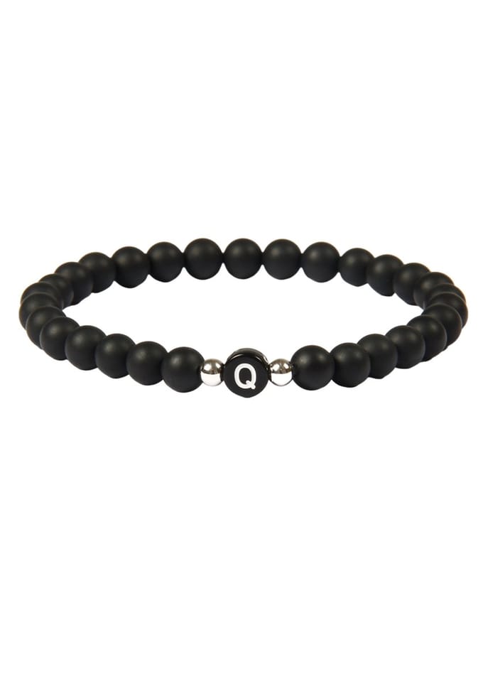 good.designs Parelarmband van agaatstenen met de letter Q
