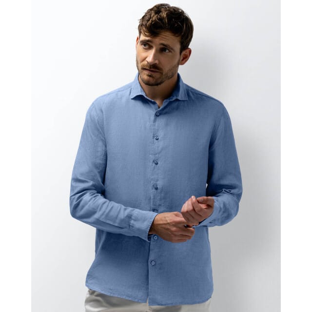 State Of Art Overhemd Linnen Mid Blauw - Maat XL - Heren - Overhemden Casual