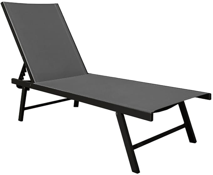 Sentosa Phifer® & Aluminum Sun Lounger - Black Chrome