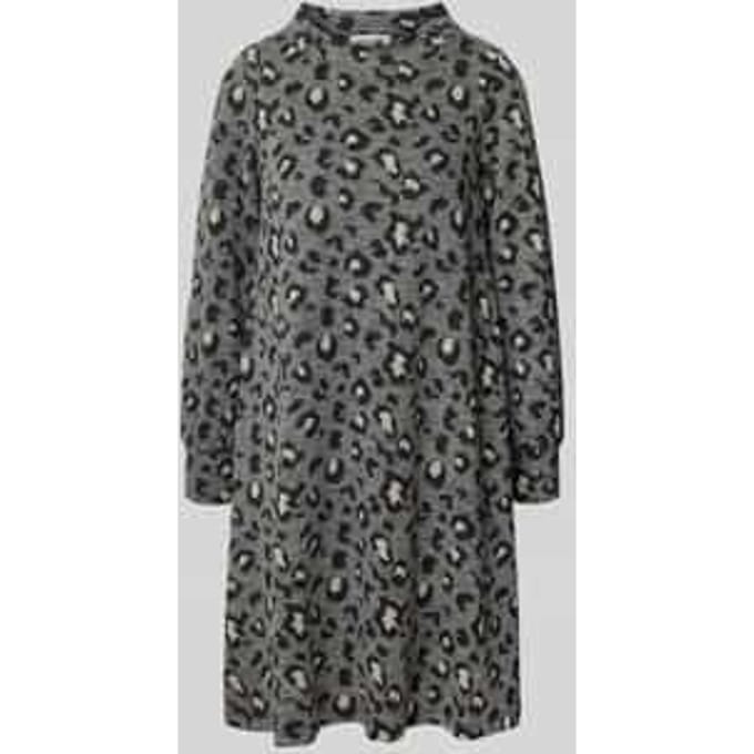 Knielange jerseyjurk in all-over look