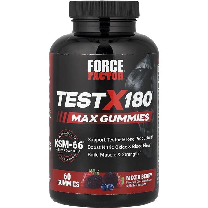 Force Factor, Test X180® Max Gummies, Gemengde Bessen, 60 Gummies