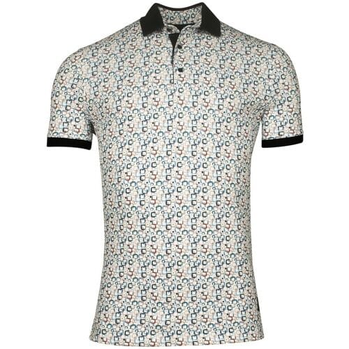 Giordano Polo Genardi Subtle Stretch Graphic Squares Pattern Piqué Rood-Multi / male