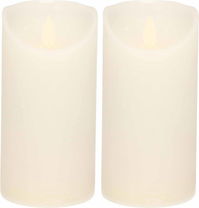 2x Witte LED kaars / stompkaars 15 cm - Luxe kaarsen op batterijen met bewegende vlam