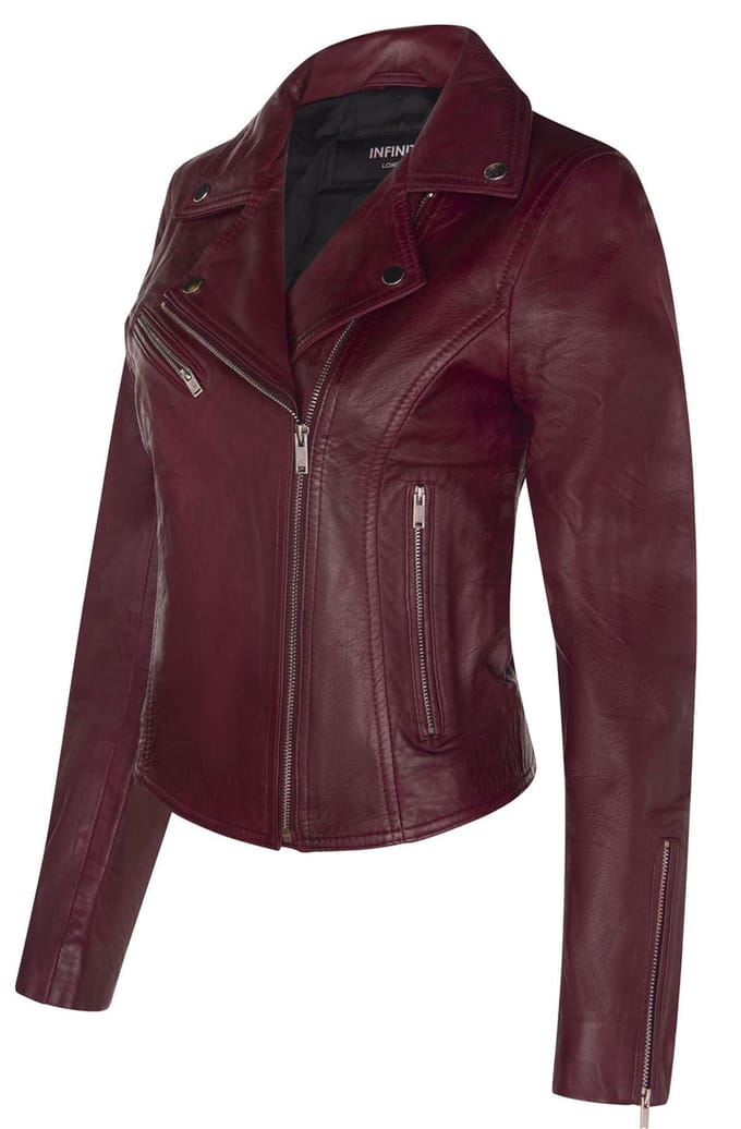 Dames klassiek leren Brando bikerjack-Loughton