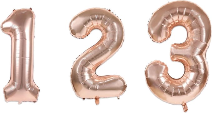 Folieballon nummer 1 - 35cm Roségoud (1 stuks) - Partydeco
