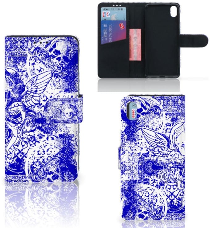 Telefoonhoesje met Naam Xiaomi Redmi 7A Angel Skull Blauw