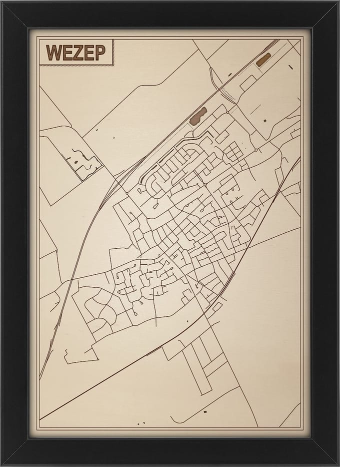 Houten stadskaart van Wezep