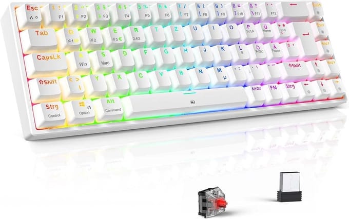 Mechanisch Gaming Toetsenbord - Oplaadbaar Multi-Device met RGB Verlichting en Anti-Ghosting