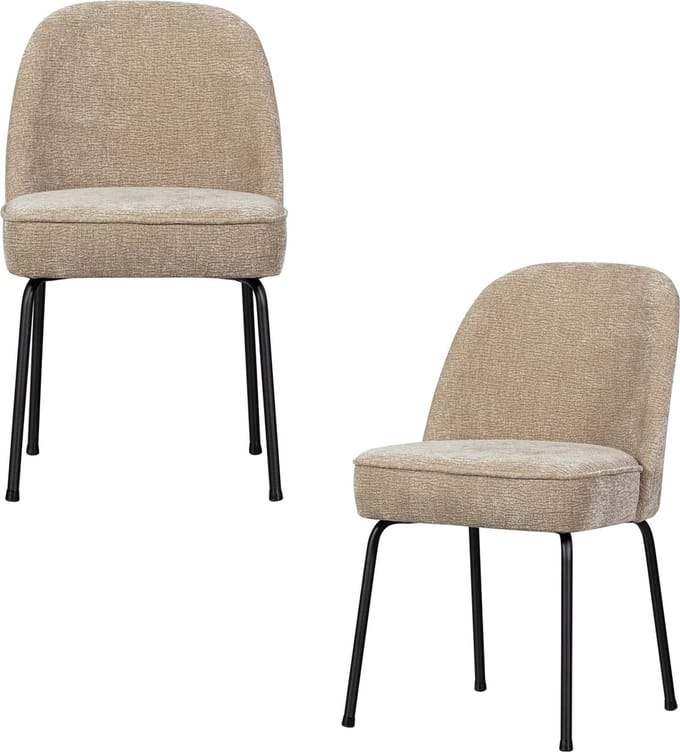 WOOOD Vogue Eetkamerstoelen - Polyester - Zand - Set van 2