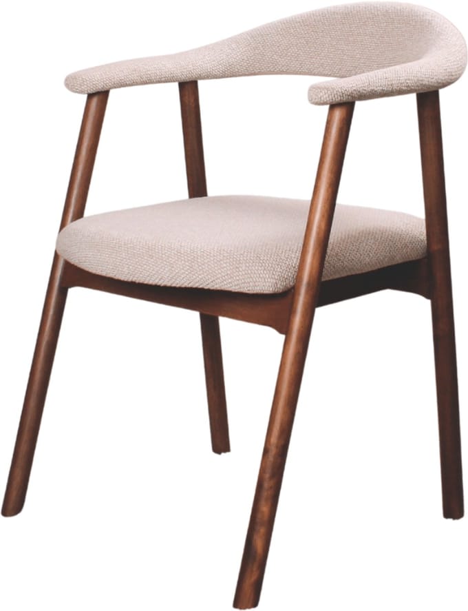 DS4U - Quinn eetkamerstoel beige - donkerbruin hout