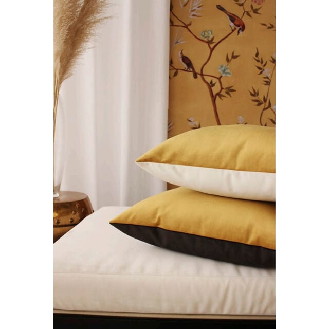 Velvet 2 Tone - Cream / Yellow Kussenhoes | Velours / Fluweel - Polyester | 45 x 45 cm