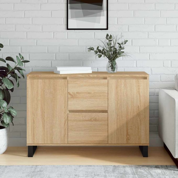 vidaXL - Dressoir - 101,5x35x70 - cm - bewerkt - hout - sonoma - eikenkleurig