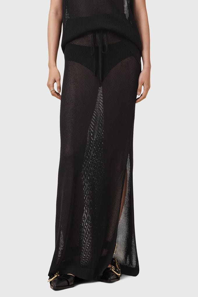 AllSaints Yuri Skirt Black Größe: L | Maxiröcke Outlet | Damen | Schwarz