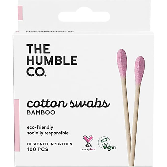 Humble Natuurlijke Wattenstaafjes - Roze 100 pcs