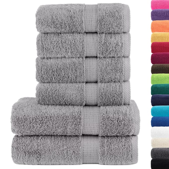 vidaXL - 6-delige - Handdoekenset - SOLUND - 600 - g/m² - grijs