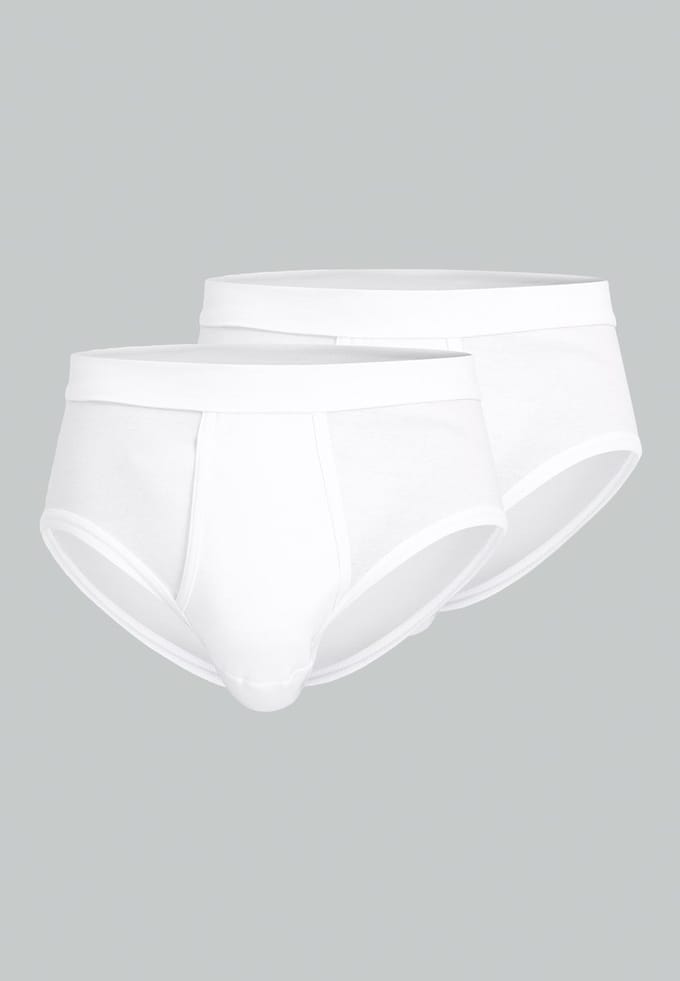 CECEBA Classic Fine Rib 2-pack Herenslip met gulp - Wit