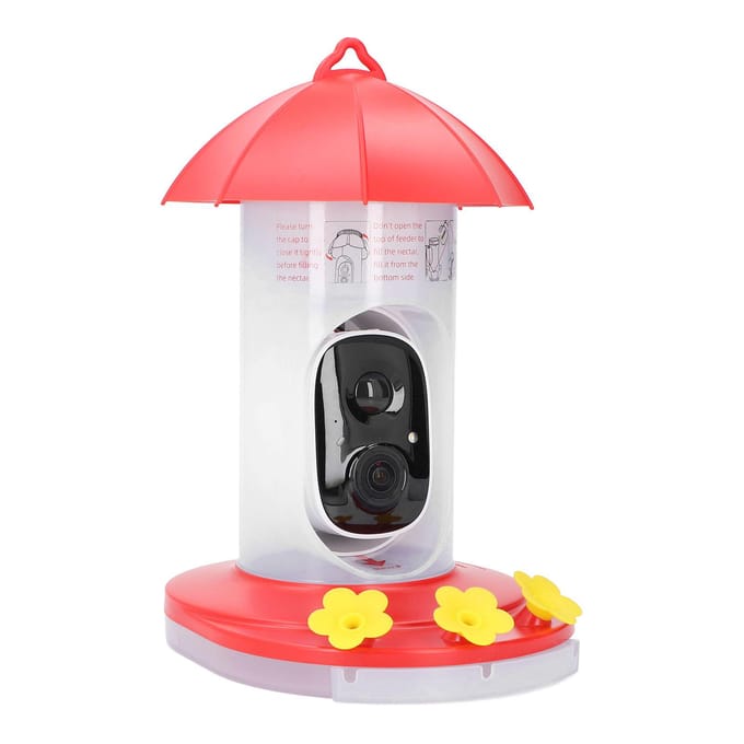 Vogelvoederhuisje Camera Slimme AI Identificatie IP65 Waterdicht 2.4G WiFi Vogelkijk Camera voor Buiten white