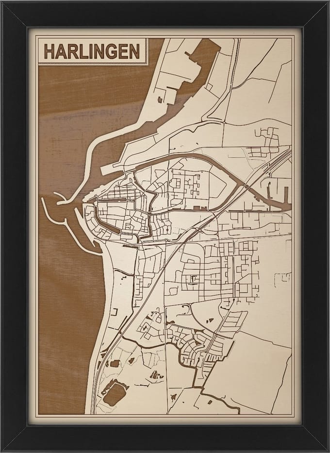 Decoratief Beeld - Houten Van Harlingen - Hout - Bekroned - Bruin - 21 X 30 Cm