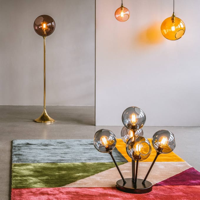 DESIGN BY US Plafondlamp Ballroom Molecule, rookgrijs, glas, 5-lamps