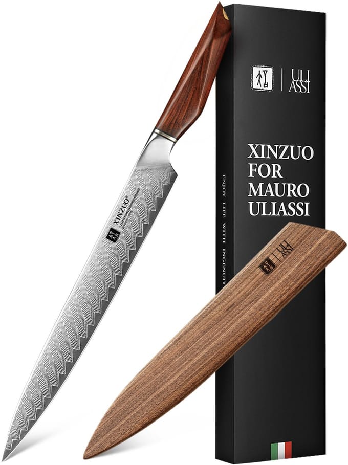 XinZuo x Uliassi – Vleesmes Damascus 26 cm – Professioneel Keukenmes – Xing Series – Mauro Uliassi (3-sterren Michelin chef)