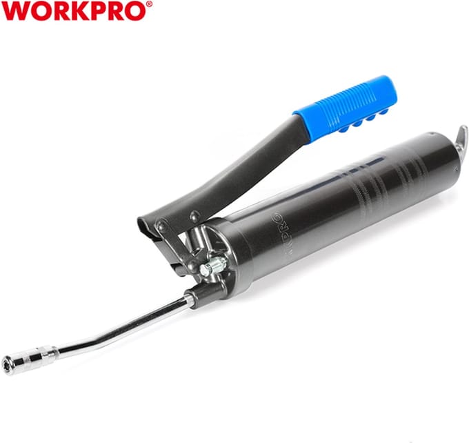 WORKPRO WP313004 Vetspuit 300cc – Compact Schaarmodel met Slang | Tot 10.000 PSI | Voor Cartridges & Bulkvulling