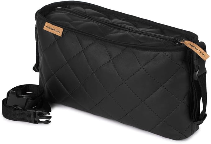 FEROCITY - Buggy kinderwagen organizer Universele tas Kinderwagenhaak - Leer - Gewatteerd - Zwart