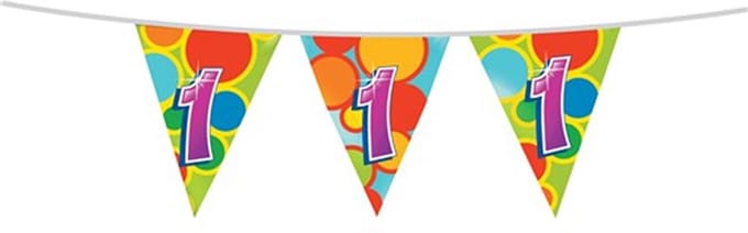 Haza Vlaggetjes - 1 jaar - leeftijd verjaardag - plastic - 10 meter