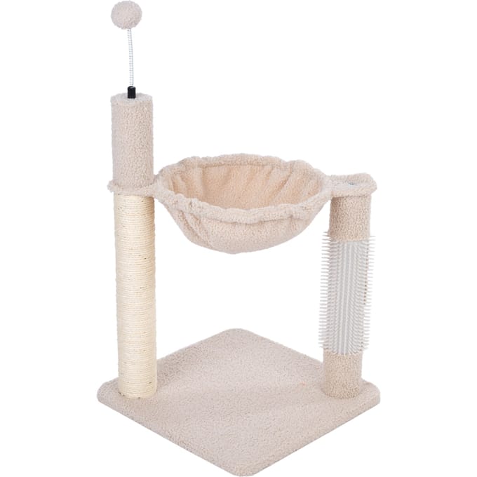 TIAKI Shearly krabpaal met hangmat beige kat