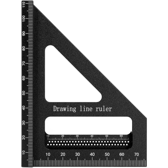 Règle de mesure multi-angles 3D 45 90 degrés Alliage d'aluminium Équerre de menuiserie Rapporteur d'onglet black