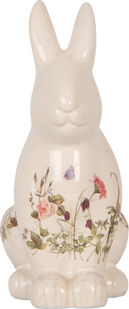 Clayre & Eef Decoratie Beeld Konijn 16x12x28 cm Beige Keramiek