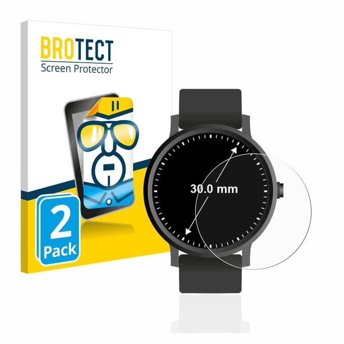 BROTECT - Screenprotector voor Horloges (Rond, ø: 30 mm) - Folie Beschermfolie transparant 2 Stuks