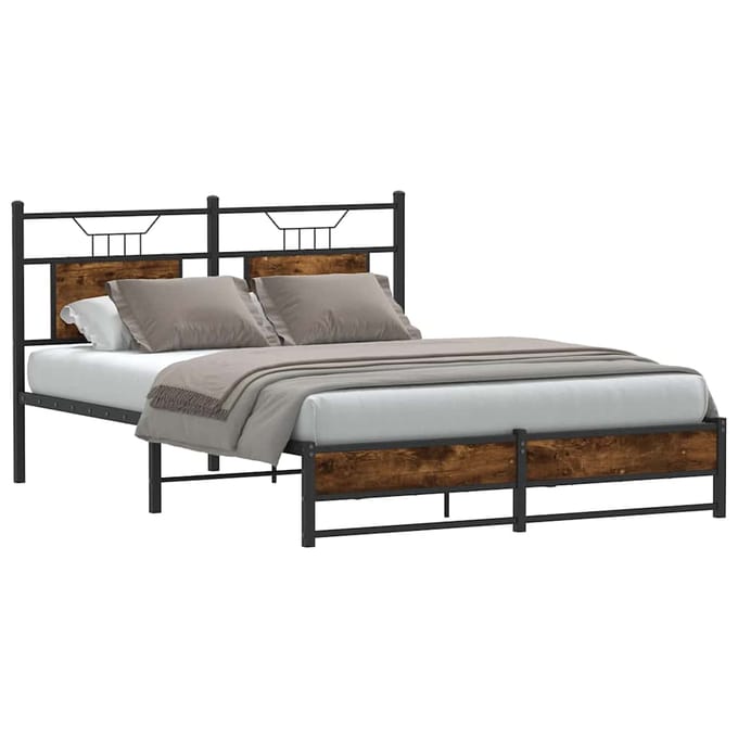 vidaXL - Bedframe - zonder - matras - hout - gerookt - eikenkleurig - 140x190 - cm