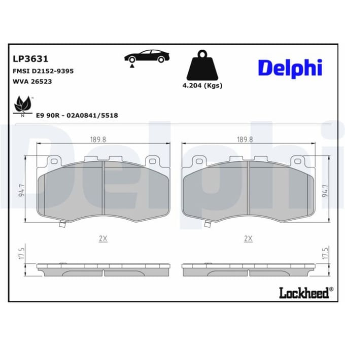 Remblokset DELPHI LP3631, voor