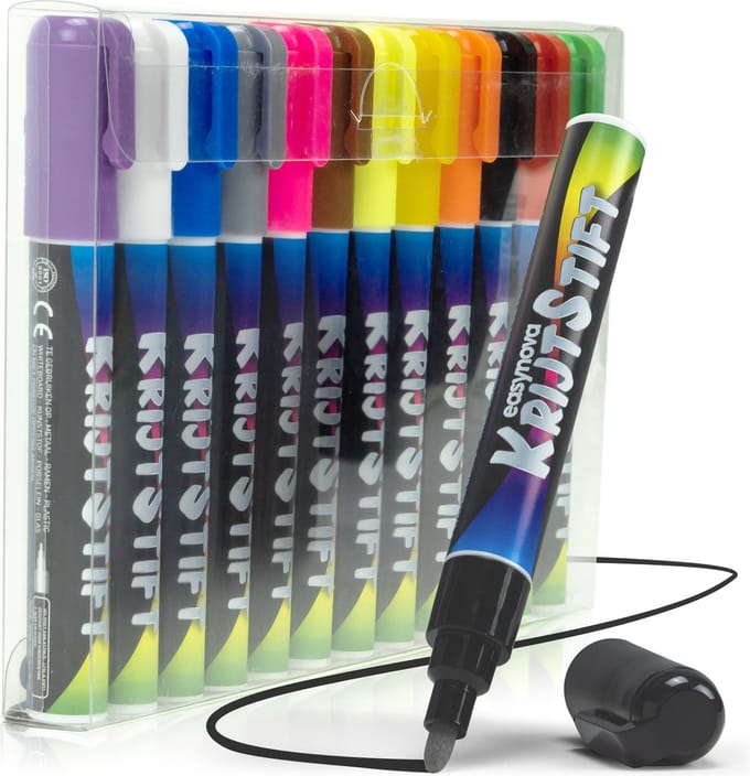 EasyNova Raamstiften - Krijtstiften voor raam en whiteboard - 12 Stuks