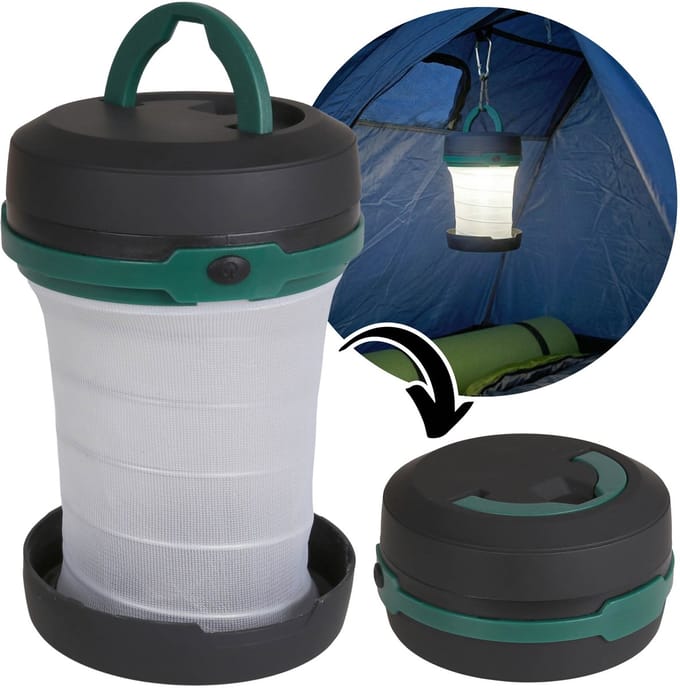 Mini-kampeerlamp, waterdichte, opvouwbare lamp op batterijen 4,3 -12,5 cm