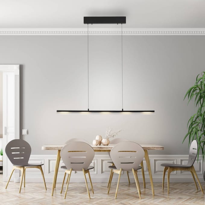 JUST LIGHT. GmbH JUST LIGHT. Hanglamp Nele, zwart, ijzer, glas