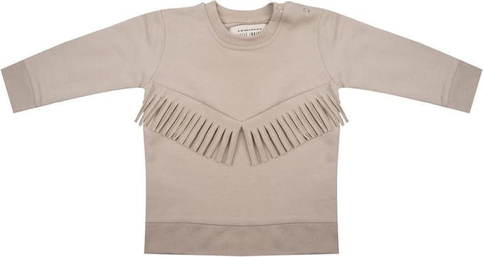 Little Indians Sweater Boho Meisjes Katoen Taupe Maat 86