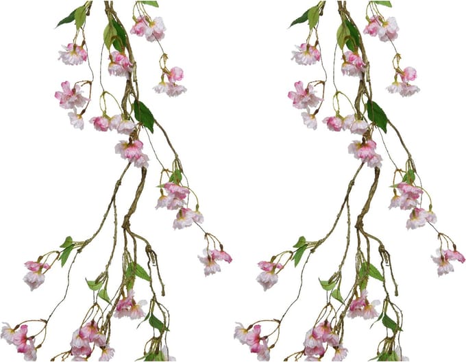 Everlands Bloemenslinger lichtroze - 2x - realistisch - onderhoudsvrij - 130 cm lang