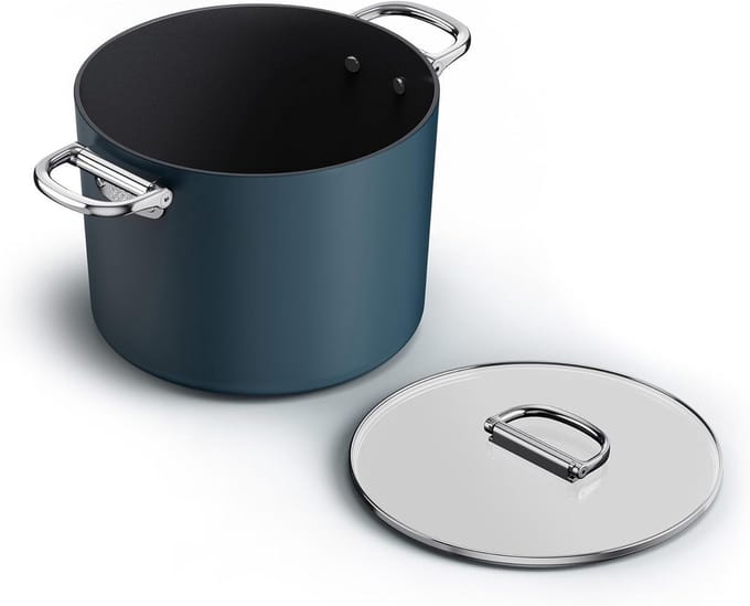 Kookpan met Deksel - Soeppan Stoofpan - Gelijkmatig Koken - Inklapbare Grepen - 25cm 8L - Zwart