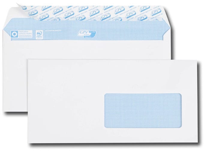 GPV enveloppen, DL, 110 x 220 mm, wit, met venster