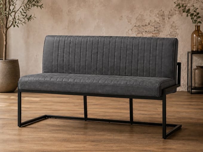 Eetkamerbank Belgie - 135 cm - Micro Leder - Antraciet