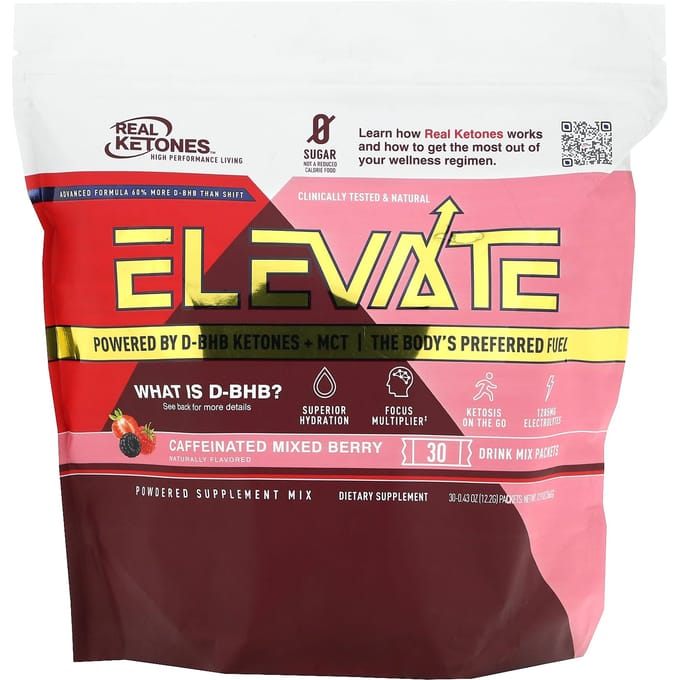 Cétones Réels, Elevate, Mélange Caféine Baies, 30 sachets de mélange pour boisson, 0,43 oz (12.2 g) chaque
