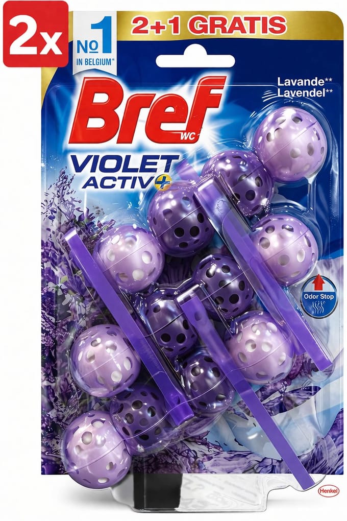2 x Bref - Toiletblok - Violet Activ - Lavendel - 3x50g