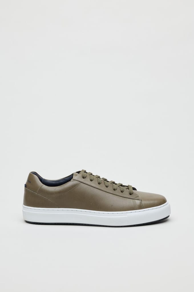 Ben Sherman Ace Cupsole Leren Mannen Olijf Sneakers