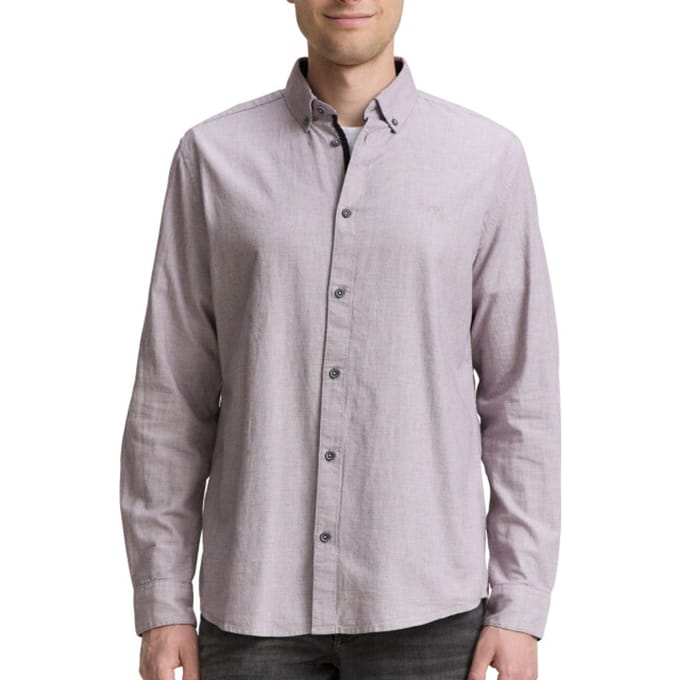 Tom Tailor - Lange mouw overhemd - Heren - M - Wit - Katoen - 1047326