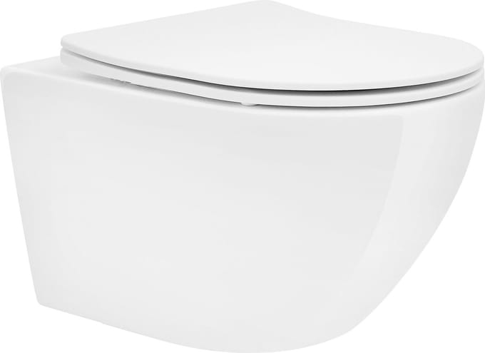 Keramisch wandcloset 52 cm randloos met soft-close LuxeBath