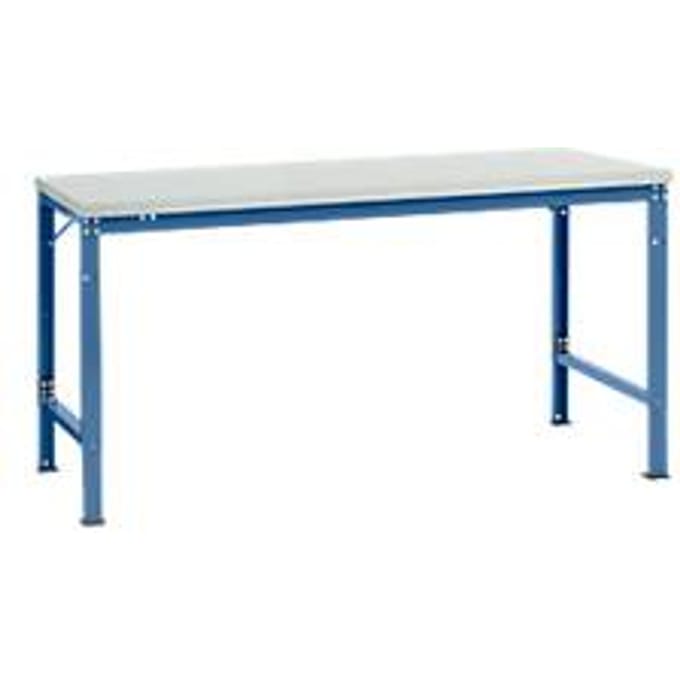 Manuflex AU7091.5007 Werk achtergrond tafel universele speciale met melamine schijf, bxdxh = 1750 x 1000 x 722-1022 mm Stralend blauw (RAL 5007)