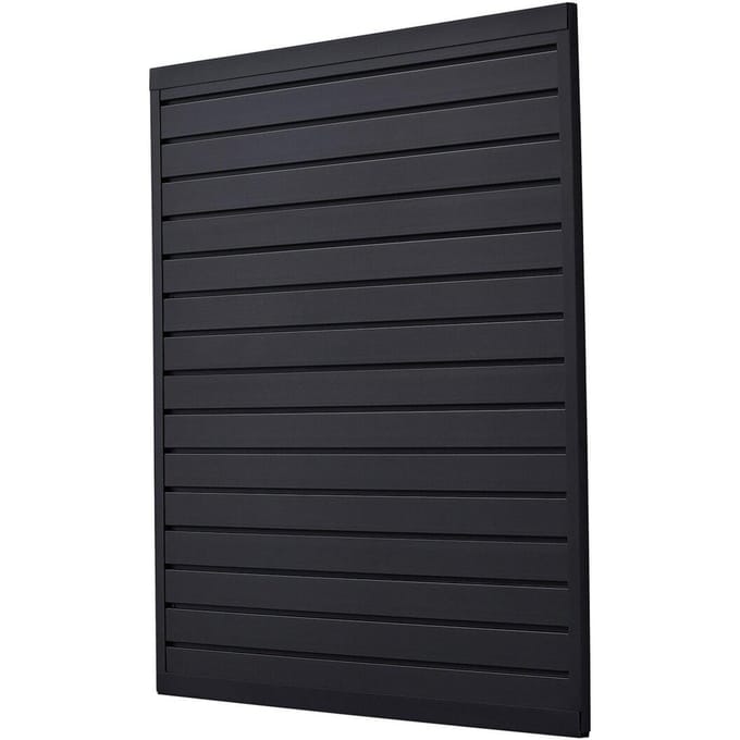 4 x 4 ft Lamellenwandpanelen PVC Zwart Garage Lamellenwand met Modulair Ontwerp